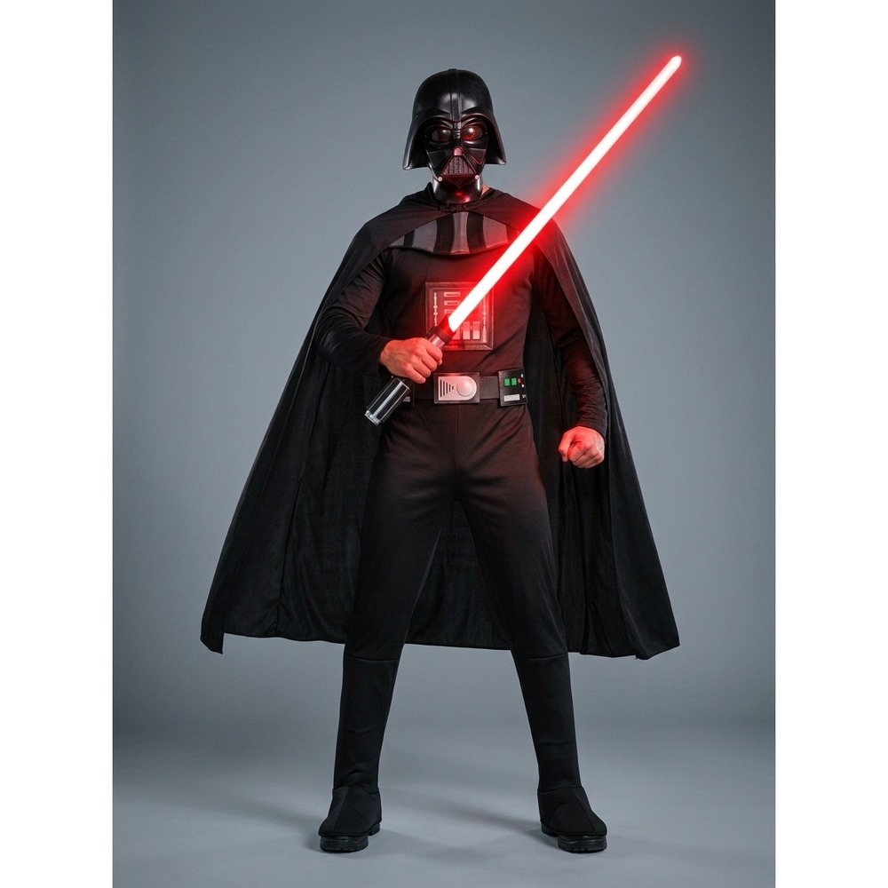 Star Wars Darth Vader Adult Costume Rubies Jumpsuit Cape Belt Mens Standard M